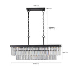 Adjustable Rectangular Iron Crystal Chandelier Lighting Fixture - Omega Lifestyles
