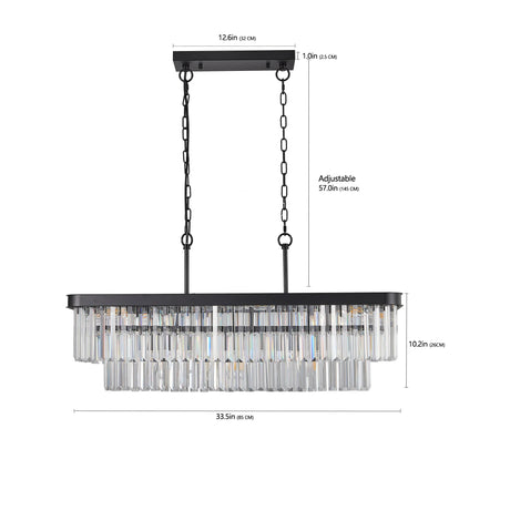 Adjustable Rectangular Iron Crystal Chandelier Lighting Fixture - Omega Lifestyles
