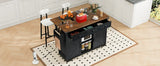Farmhouse Kitchen Island Rolling Cart With Power Outlet - Omega Lifestyles