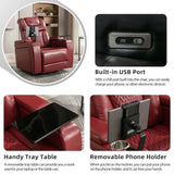 Power Recliner Chair PU Leather With USB Tray Table - Omega Lifestyles
