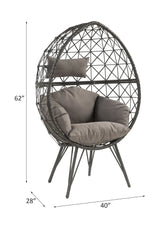 Light Gray Fabric Wicker Patio Lounge Chair With Cushion - Omega Lifestyles