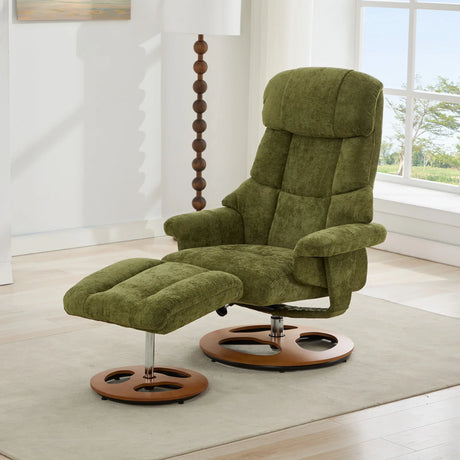 Soft Chenille Recliner Chair With Ottoman And Massage - Omega Lifestyles