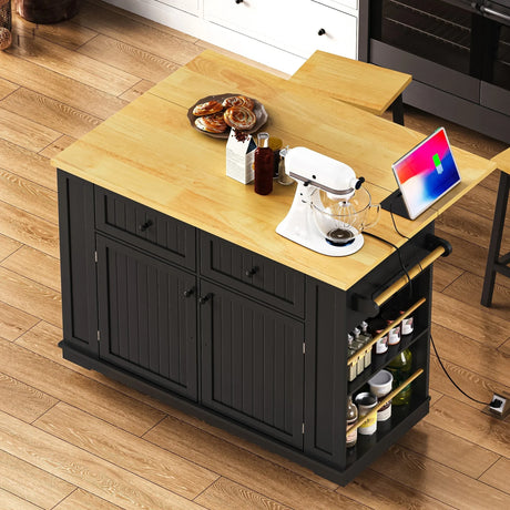 48-Inch Classic Kitchen Island Cart With Bar Stools - Omega Lifestyles