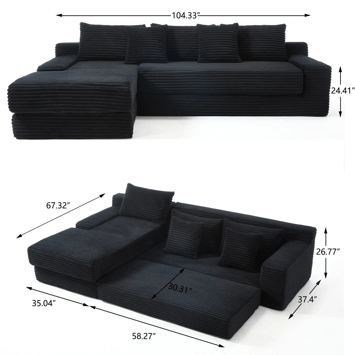 Modern L-Shaped Memory Foam Sectional Couch With Steel Frame - Omega Lifestyles
