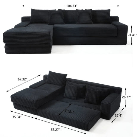 Modern L-Shaped Memory Foam Sectional Couch With Steel Frame - Omega Lifestyles