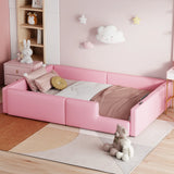 Twin Pink Upholstered Platform Bed With Guardrail Charging Station - Omega Lifestyles
