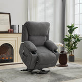 Medium-Firm Corduroy Remote-Controlled Heating Massage Recliner - Omega Lifestyles