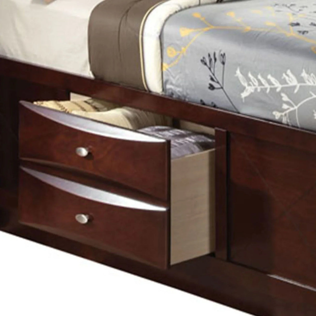 Espresso Finish Storage Bed With Bookcase Headboard - Omega Lifestyles