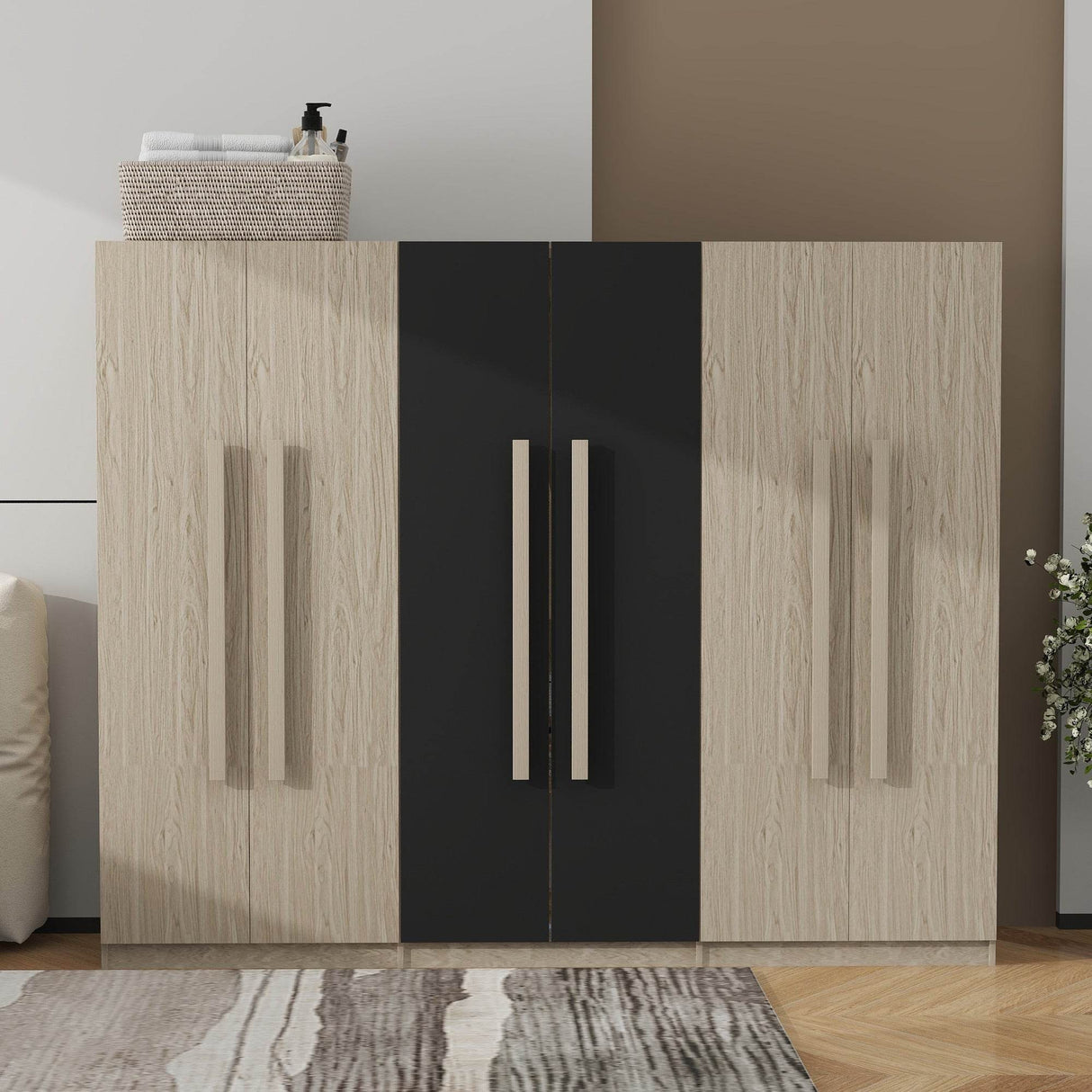 Modern Six-Door Particle Board MDF Wardrobe Storage