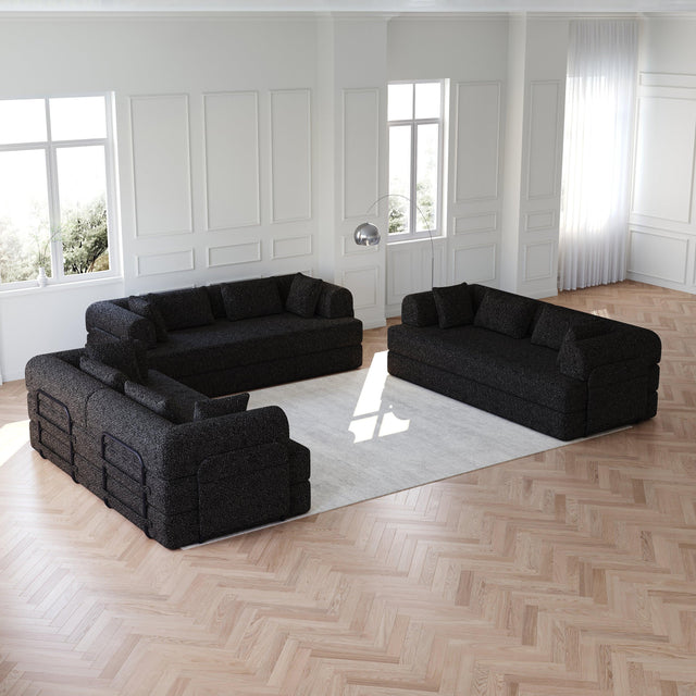 Convertible Chenille Sleeper Sofa Bed With Storage Pocket - Omega Lifestyles