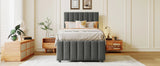Twin Upholstered Linen Platform Bed With Trundle And Drawers - Omega Lifestyles