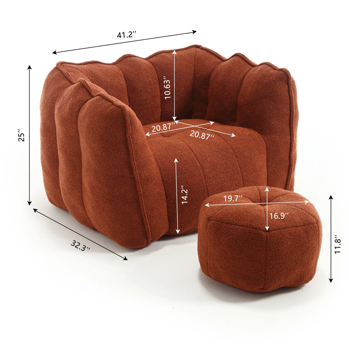 Soft Chenille High Resilient Foam Bean Bag Chair - Omega Lifestyles