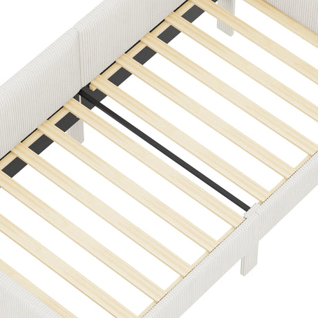 Twin L-Shaped Corduroy Upholstered Daybed With Storage Drawers - Omega Lifestyles