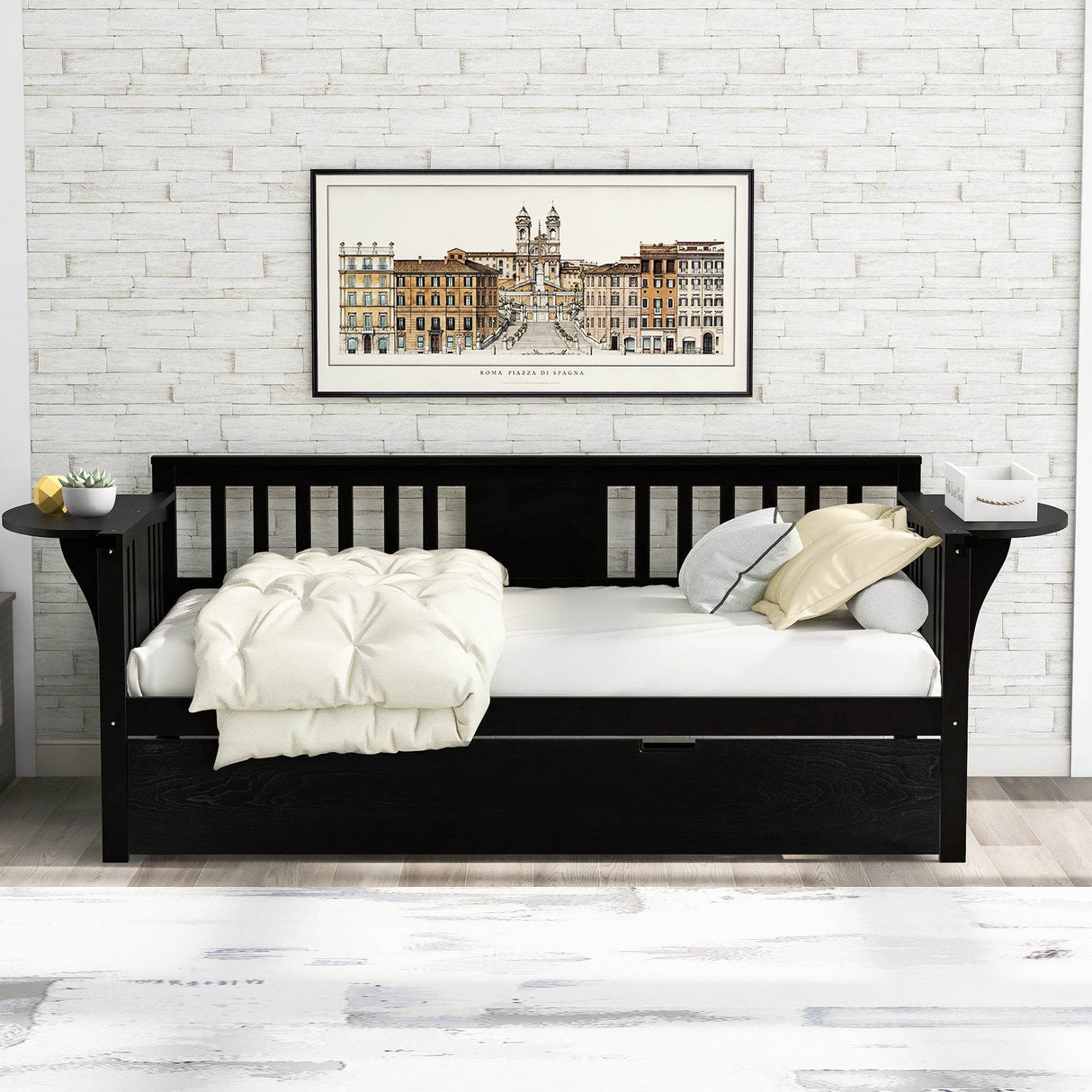 Twin Solid Wood Daybed With Trundle Espresso - Omega Lifestyles
