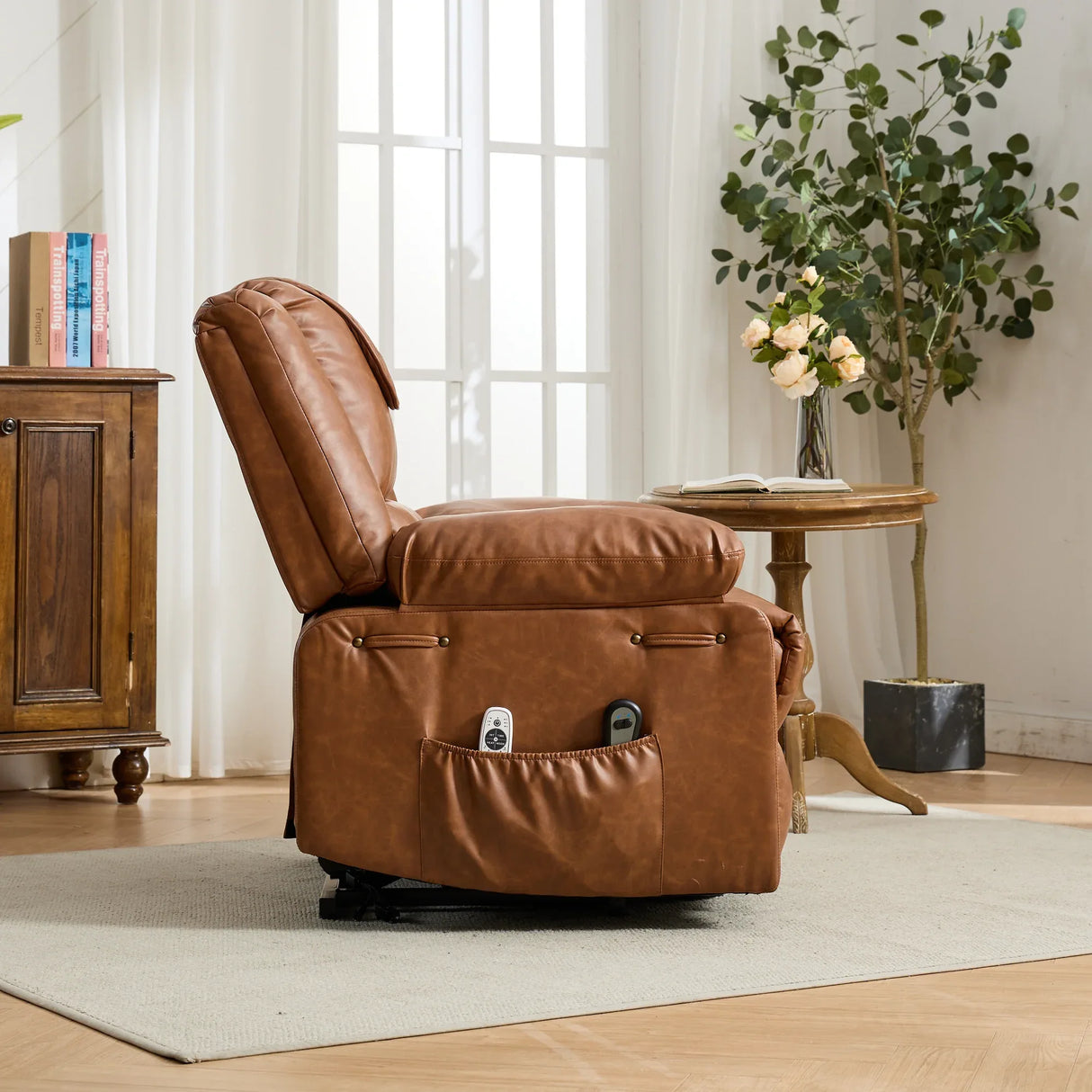 Medium-Firm PU Leather Remote-Controlled Heating Massage Recliner - Omega Lifestyles