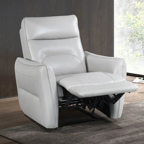 Contemporary Taupe Leather Match Single Power Recliner - Omega Lifestyles