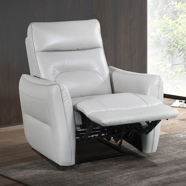 Contemporary Taupe Leather Match Single Power Recliner - Omega Lifestyles