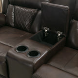 Brown Faux Leather Manual Recliner Chair With LED Light - Omega Lifestyles