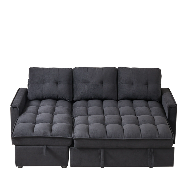 Chenille Reclining Sleeper Sofa Bed With Storage - Omega Lifestyles