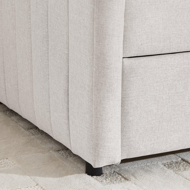 Twin Upholstered Linen Daybed With Functional Trundle - Omega Lifestyles