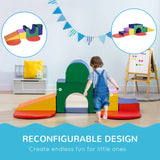 7-Piece Toddler Foam Climber Playset With Tunnel Ramp - Omega Lifestyles