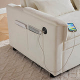 Velvet Pull Out Sofa Bed With Adjustable Backrest - Omega Lifestyles