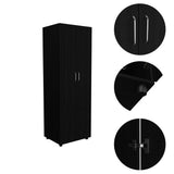 Black Wengue Rectangular Armoire With Three Shelves - Omega Lifestyles