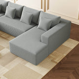 Corduroy U-Shaped Modular 5-Seat Sectional Sofa - Omega Lifestyles