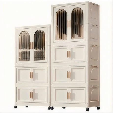 Folding Plastic Wardrobe Cabinet With Wheels and Hangers - Omega Lifestyles