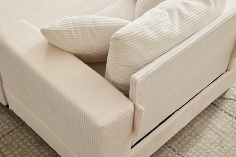 Beige Corduroy Chaise Lounge Chair With Ottoman - Omega Lifestyles