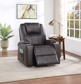 Brown Faux Leather Power Lift Massage Recliner Chair - Omega Lifestyles