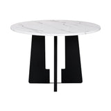 5-Piece Round Solid Wood Dining Table Set With Upholstered Chairs - Omega Lifestyles