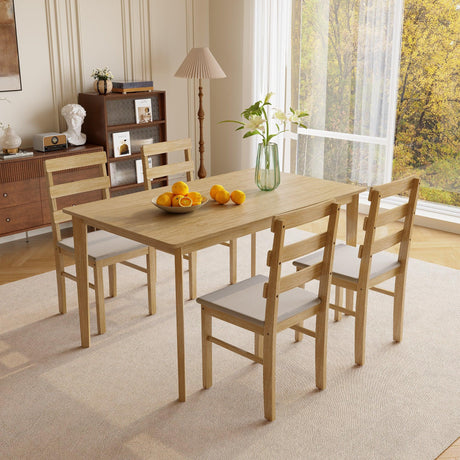 Solid Wood Natural Finish Dining Table And Chair Set - Omega Lifestyles