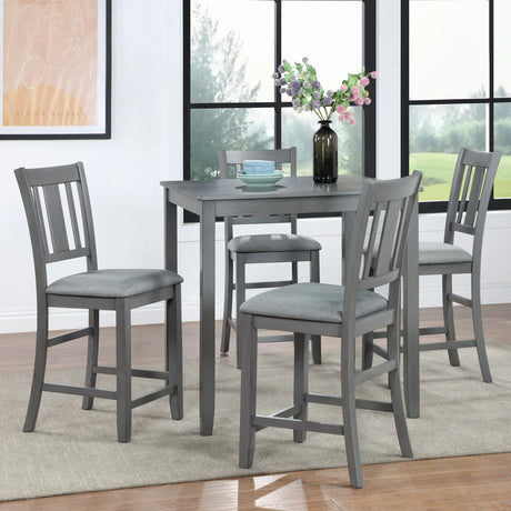 5-Piece Gray Acacia Wood Counter Height Dining Set - Omega Lifestyles