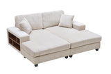 Convertible Corduroy Fabric Sleeper Sofa Chair With Storage - Omega Lifestyles