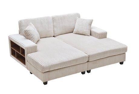 Convertible Corduroy Fabric Sleeper Sofa Chair With Storage - Omega Lifestyles