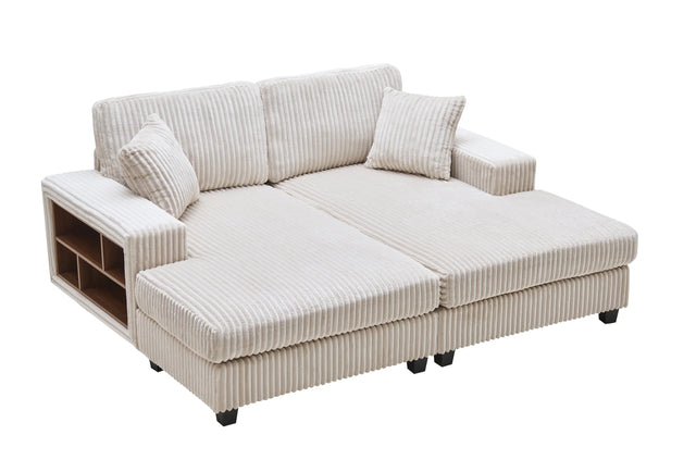 Convertible Corduroy Fabric Sleeper Sofa Chair With Storage - Omega Lifestyles