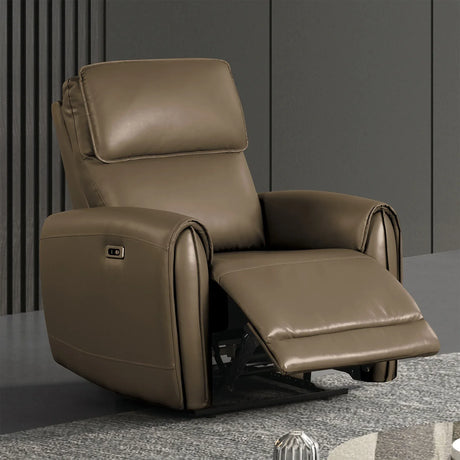 Contemporary Light Brown Power Recliner With USB Chargers - Omega Lifestyles