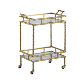 Antique Brass Aluminum Glass Two-Tier Bar Cart - Omega Lifestyles