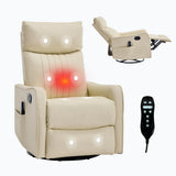 Beige Faux Leather Manual Massage Recliner Chair - Omega Lifestyles