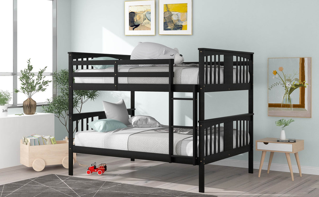 Full Over Full Solid Wood Espresso Bunk Bed - Omega Lifestyles