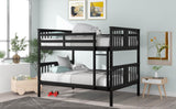 Full Over Full Solid Wood Espresso Bunk Bed - Omega Lifestyles