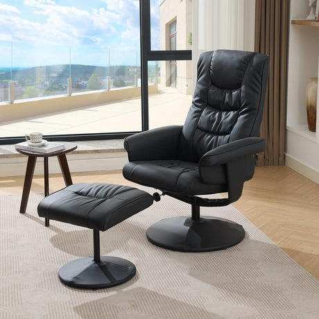 PU Leather Recliner Chair With Ottoman Heated Massage - Omega Lifestyles