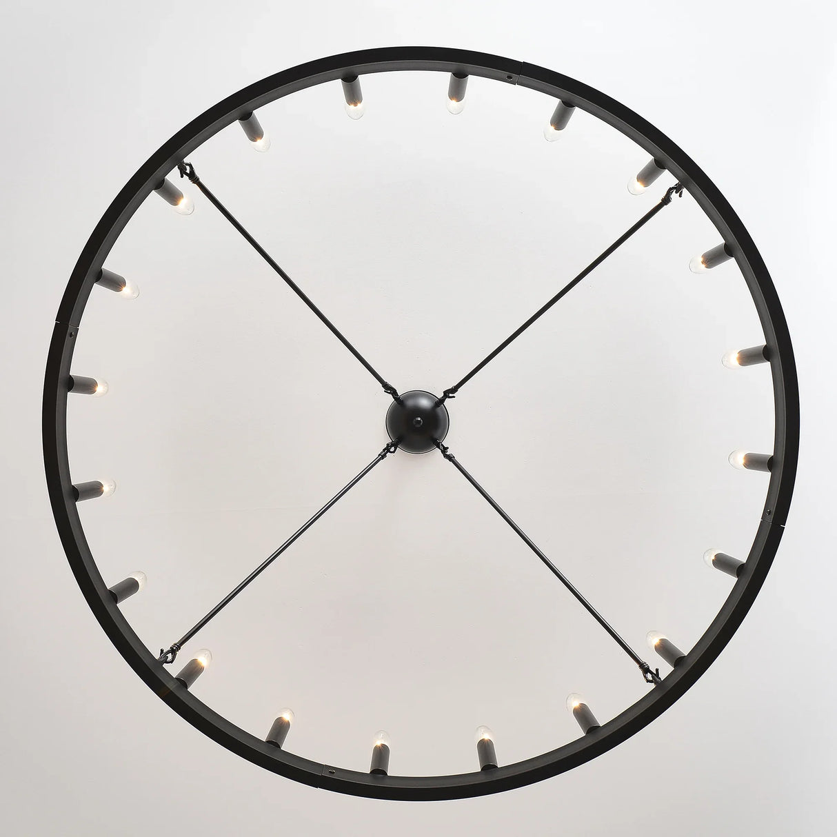 Matte Black 20-Light Farmhouse Wagon Wheel Chandelier - Omega Lifestyles