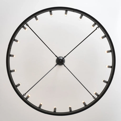 Matte Black 20-Light Farmhouse Wagon Wheel Chandelier - Omega Lifestyles