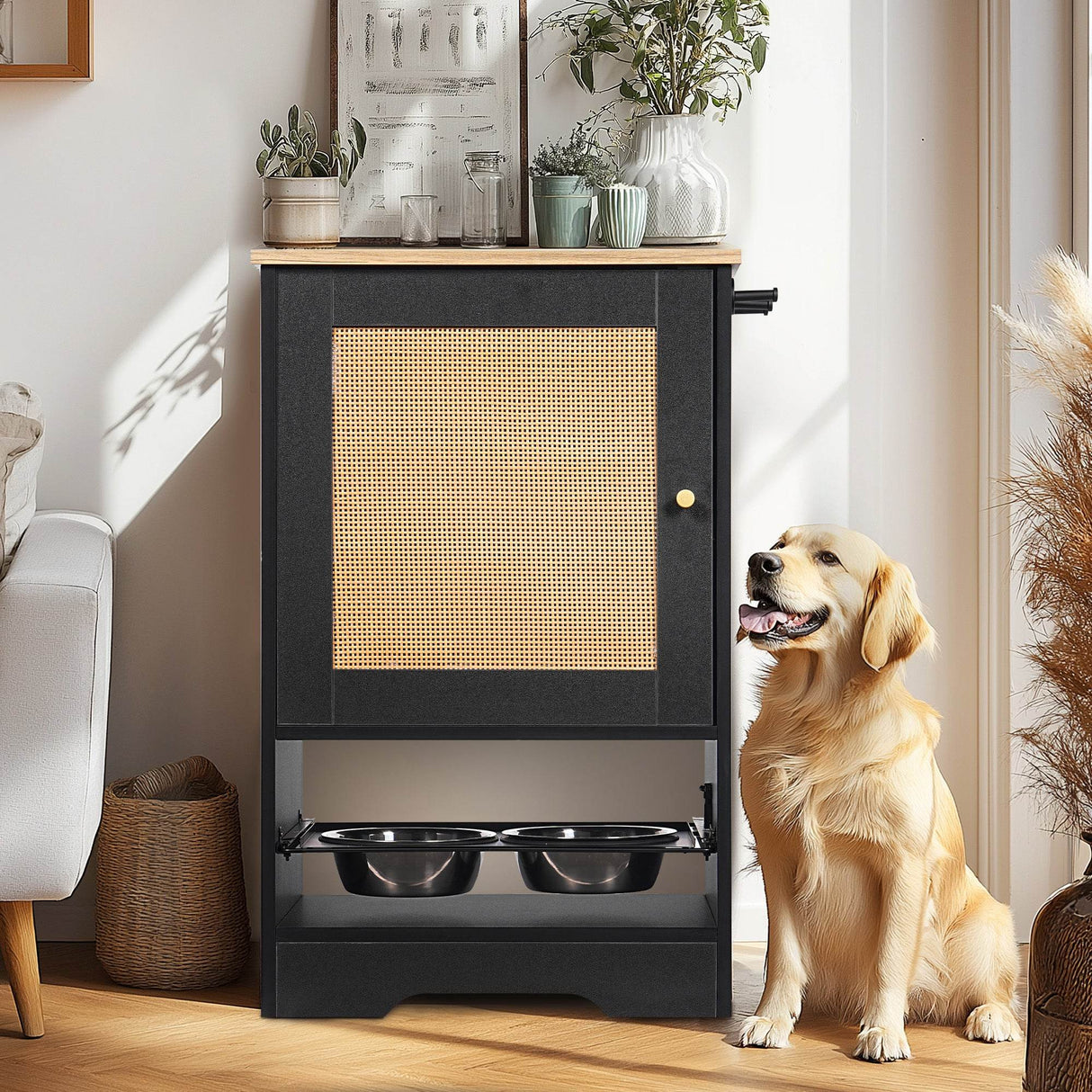 Elevated Pet Feeding Station With Storage Drawers - Sleep Galleria