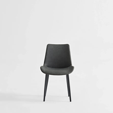 2-Piece Grey PU Leather Dining Chairs With Metal Legs - Omega Lifestyles