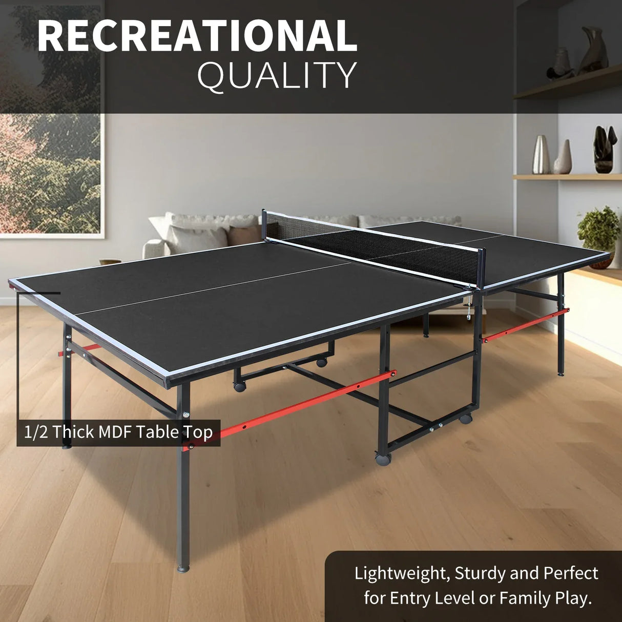 Foldable Mid-Size Table Tennis Table Set With Accessories - Omega Lifestyles