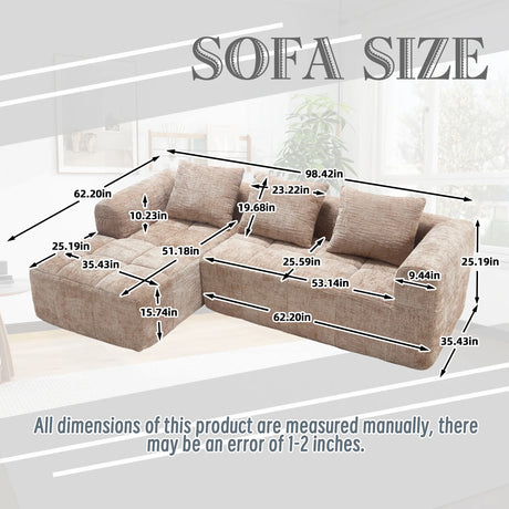 Chenille Modular 3-Seat Sectional Sofa With Side Pockets - Omega Lifestyles