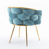 Blue Velvet Knitted Leisure Accent Chair With Backrest - Omega Lifestyles